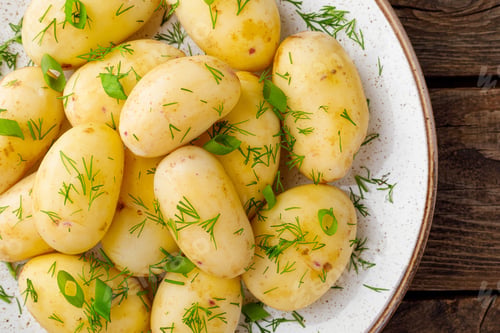 Preview: Boiled new potato with butter, dill and green onion