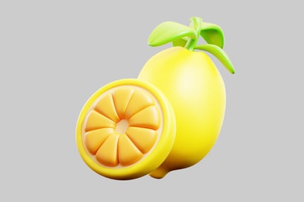 Preview: Cartoon lemon whole and slice