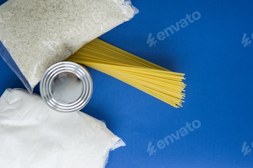 Preview: Food aid during quarantine. Products: sugar, rice, pasta, canned food. Food donation