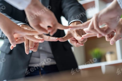 Preview: Businessman or partner in Asia team Businessman bumping his fingers into a star After completing the