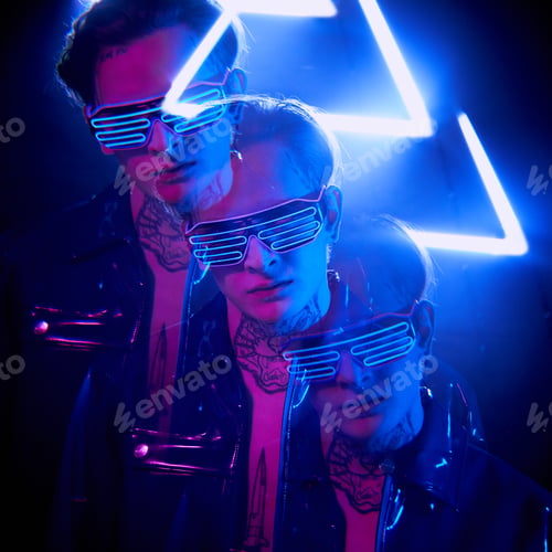 Preview: Stroboscopic photo of futuristic man