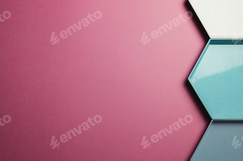 Preview: Abstract hexagon geometric colorful background. Pastel colors minimalism. Copy space banner