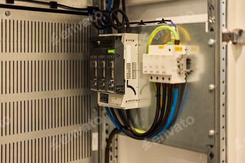 Preview: Electrical Panel With Wiring and Components Inside a Technical Facility