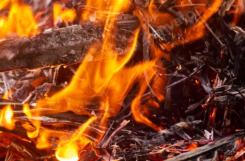 Preview: Flames of fire with smoke on a black background