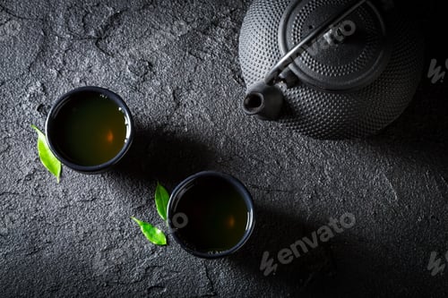 Preview: Closeup of healthy green tea in Asian restaurant