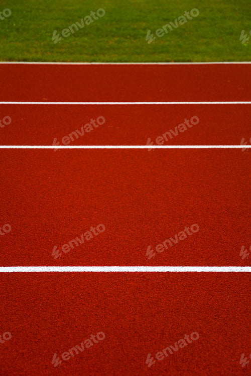 Preview: Red stadium running track closeup