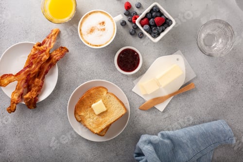 Preview: Traditional continental breakfast with toast