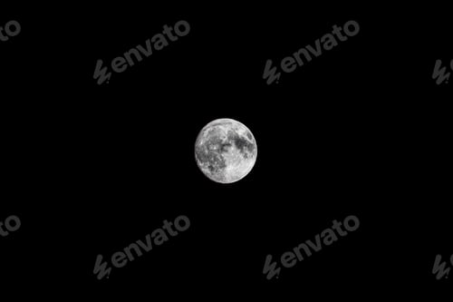 Preview: Crescent Moon at night brightness and isolated on a black background, seen from