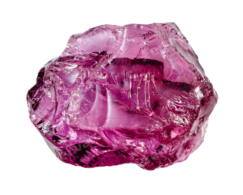 Preview: raw rhodolite mineral isolated on white