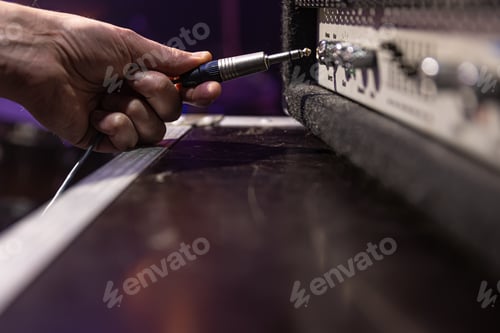 Preview: Close up of a connector for connecting audio equipment.
