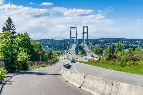 Preview: Two Suspension Bridges Known As The Narrows Bridge In Tacoma, Washington.
