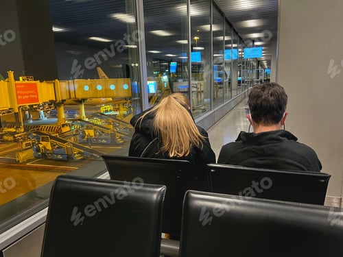 Preview: People waiting at the gate at the airport
