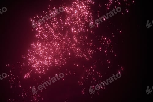 Preview: Pink red night fireworks bright sparkles and shiny festival explosion, glittering motion of sky fire