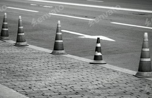 Preview: Temporal Signal Indicators Or Barrier Are Set On The Highway For Warning Of Restriction Of Movement