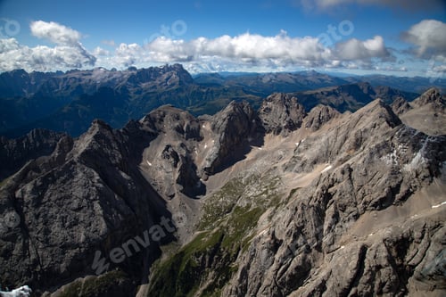 Preview: Panoramic view from the top of the Marmolada Glacier, Dolomites, South Tyrol, Italy.