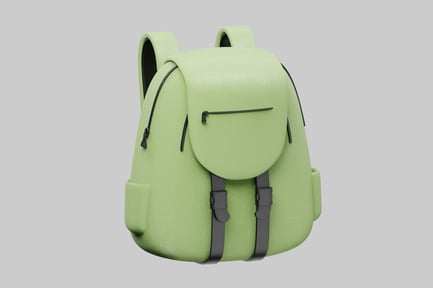Preview: Light green fabric school backpack
