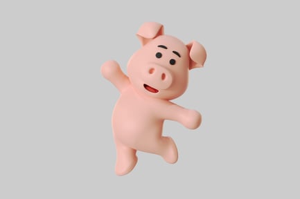 Preview: Happy cartoon pink pig animal