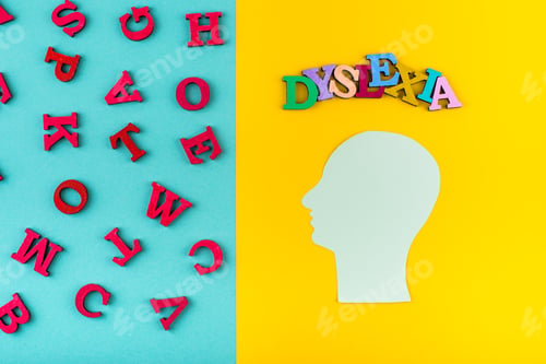 Preview: Dyslexia awareness concept with letters