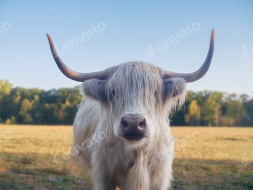 Preview: Highland bull in a meadow. Agriculture and animal husbandry.