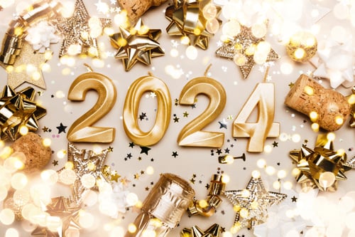 Preview: Holiday background Happy New Year 2024.