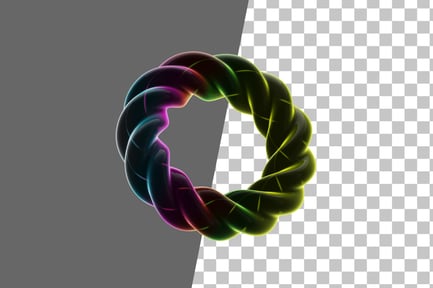 Preview: Twisted Wavy Ring Neon Abstract 3D Icon