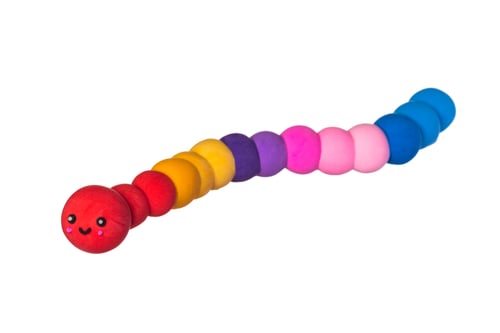 Preview: Cheerful worm on a white background. Soft plasticine craft