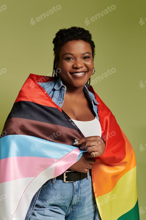 Preview: Celebrating love and pride with a radiant lesbian couple wrapped in vibrant colors