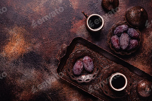 Preview: Dried dates fruit with Turkish coffee.