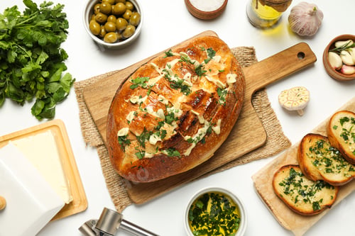 Preview: Tasty bakery product - garlic bread, homemade bread
