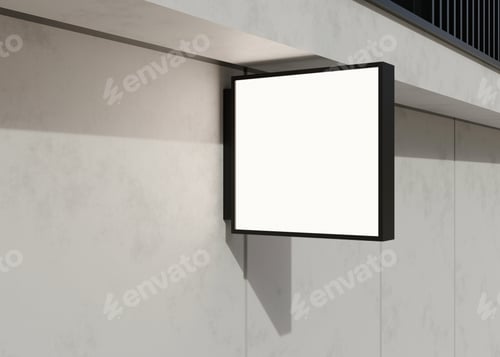 Preview: Blank signboard mock up, on the facade. Copy space for your store sign or logo.