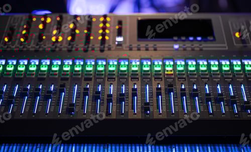 Preview: Digital mixer in a recording Studio. Work with sound. The concept of creativity and show business.