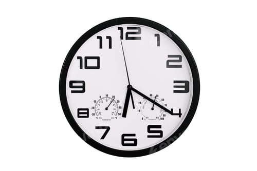 Preview: Clock with arabic numerals on wall shows 18:20 , 6:20