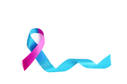Pink and Blue Ribbon Symbol on White Background