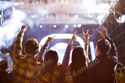 Preview: Happy friends at music festival