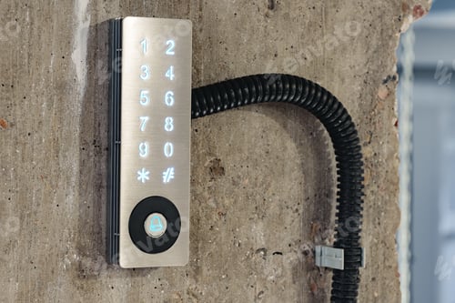 Preview: Electronic digital door lock on white office wall