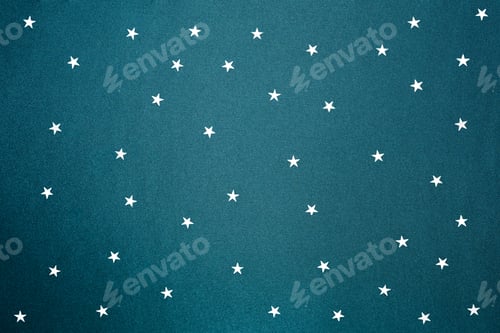 Preview: silver stars on teal blue silk