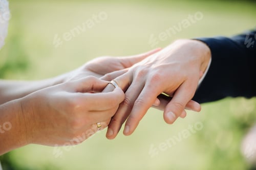 Preview: On the wedding day, the bride puts an engagement ring on the groom's finger