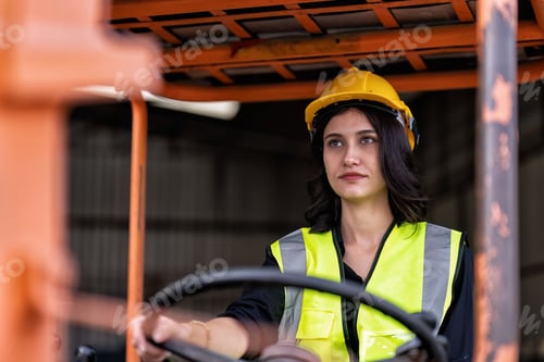Preview: In robotic maintenance shop forklift operator radio to team driving truck deliver repair parts