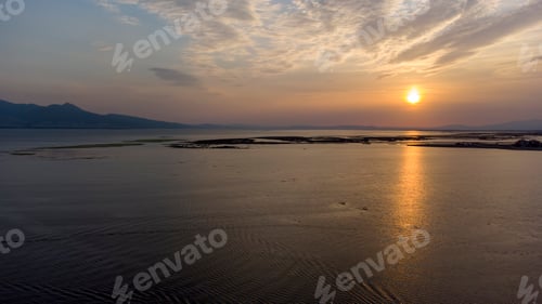 Preview: Aerial drone view of sunset view over sea, Mavisehir - Izmir - Turkey