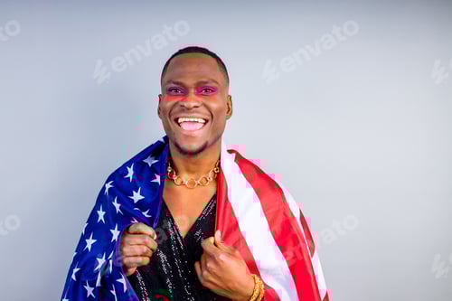 Preview: crossdress mixed race drag queen in glister dress feeling pride