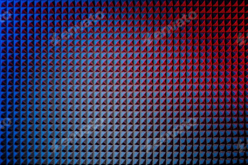 Preview: Noise cancelling panel of pyramid polyurethane foam pattern texture. Blue and purple colored.