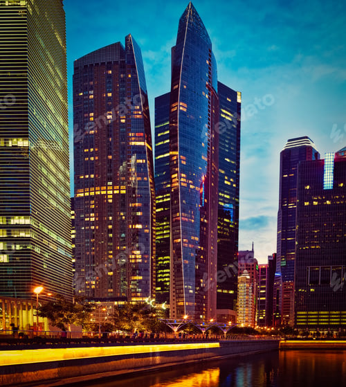 Preview: Singapore downtown in evening