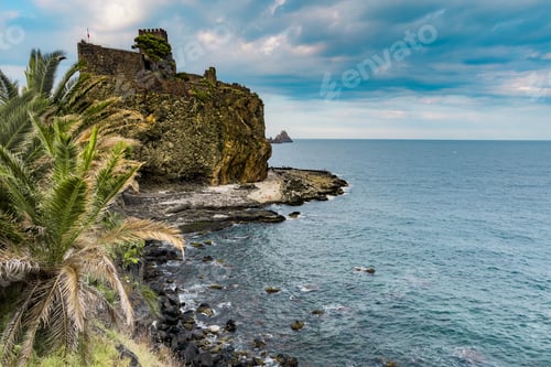 Preview: Norman Castle of Aci Castello under Cloudy Sky