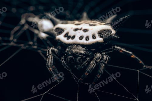 Preview: Closeup shot of a spiny-backed orb weaver