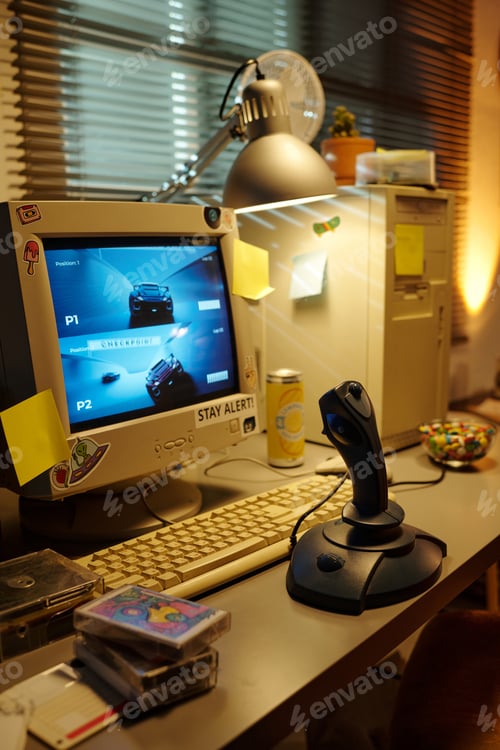 Preview: Retro Gaming Station Featuring Classic Computer Setup