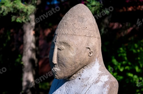 Preview: Scythian idol statue, stone depicting a male face ancient Scythian period.