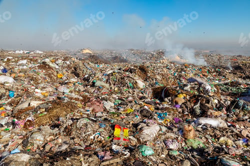 Preview: Burning trash piles in landfill