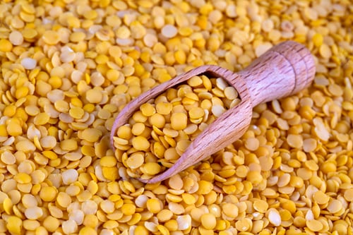 Preview: Yellow lentil on the white background