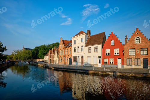 Preview: Canal and old houses. Bruges Brugge , Belgium