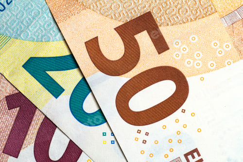 Preview: Close up of colorful euro money. Euro money background.
